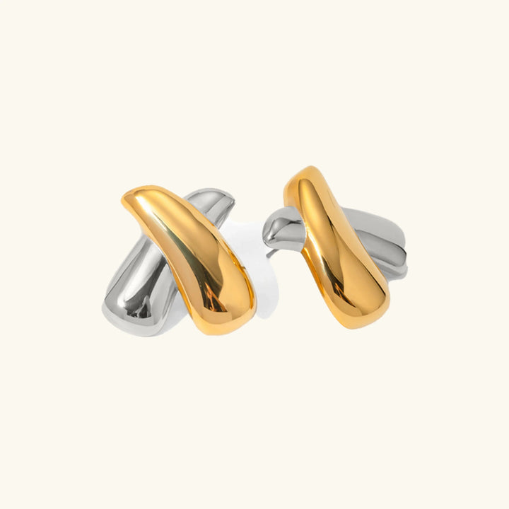 Gold-Plated Modern Intertwined Bar Earrings