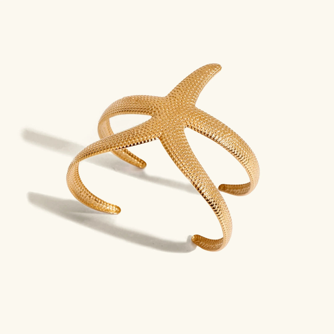 Gold-Plated Starfish Cuff Bracelet for Women