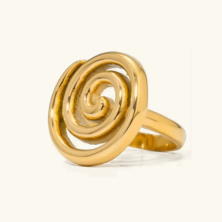Gold-Plated Spiral Statement Ring for Women
