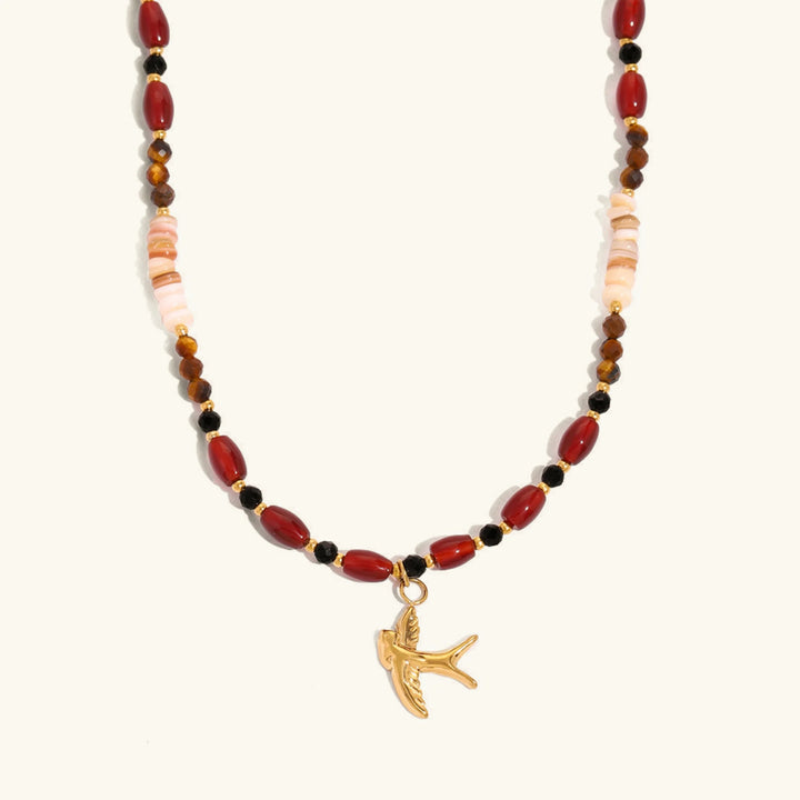 Gold-Plated Glass Stone Beaded Necklace