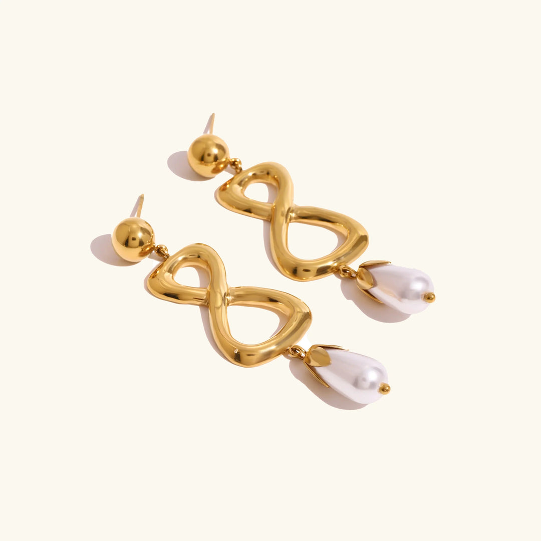 Gold-Plated Faux Pearl Drop Earrings for Women