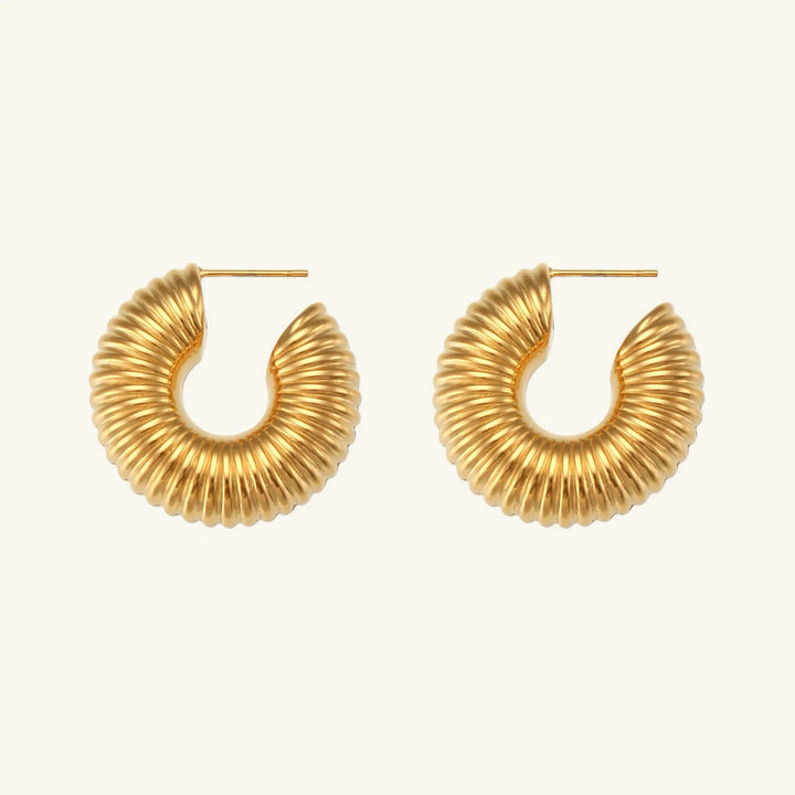 Gold-Plated Textured Hoop Earrings for Women