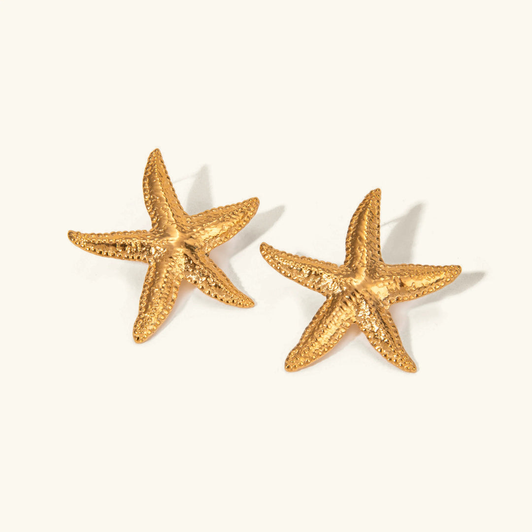 Gold-Plated Starfish Stud Earrings for Women
