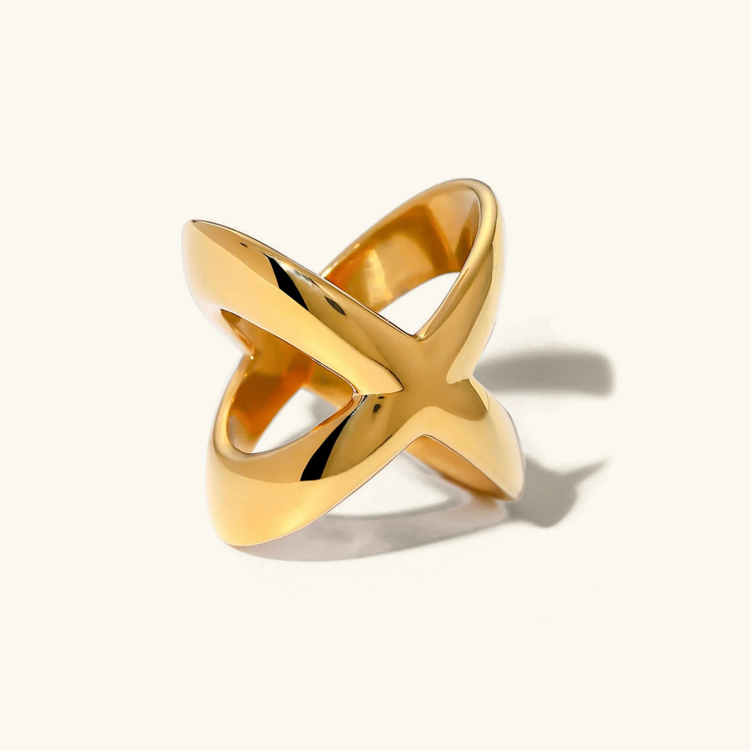 Gold-Plated Cross Ring for Women