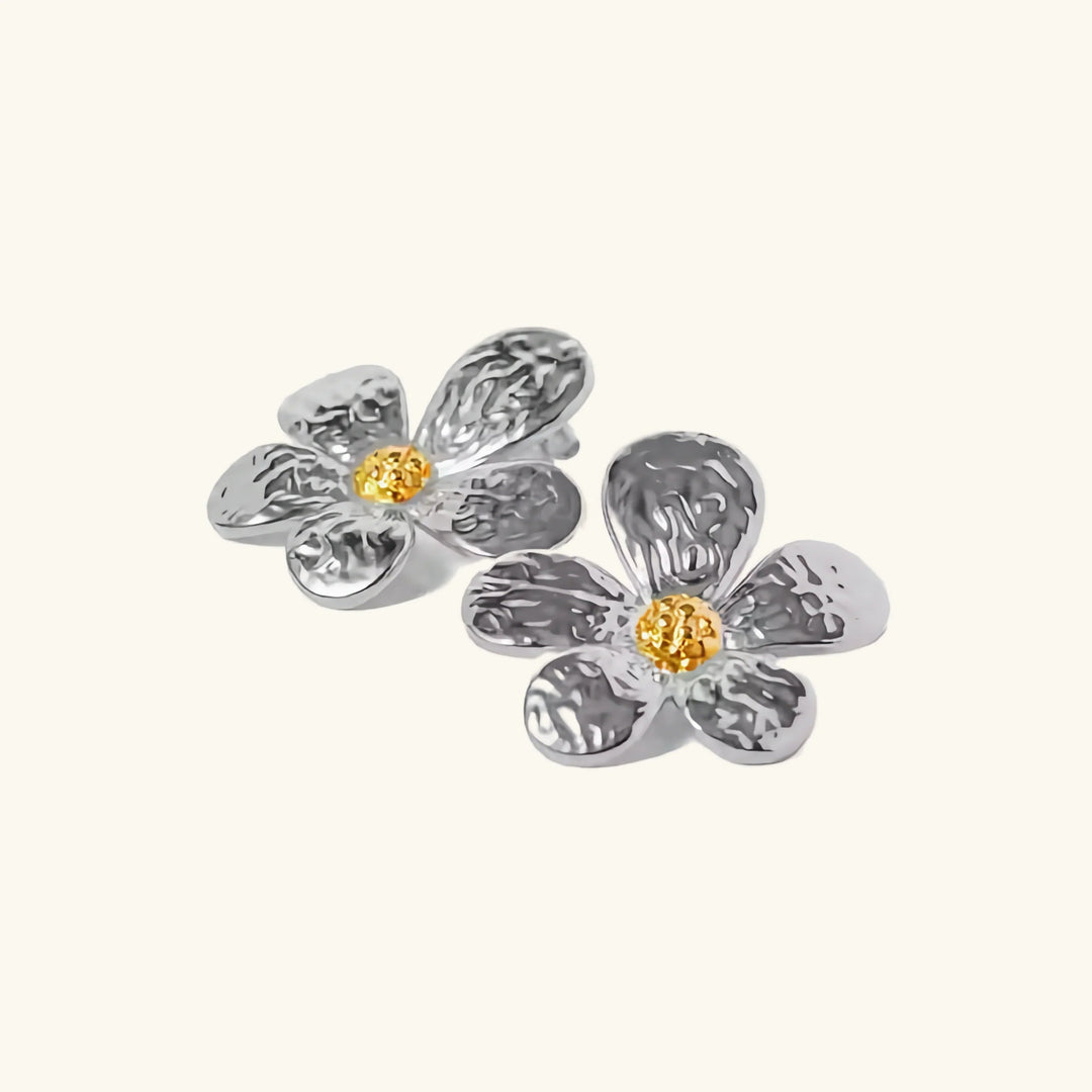 Gold-Plated Stainless Steel Flower Earrings