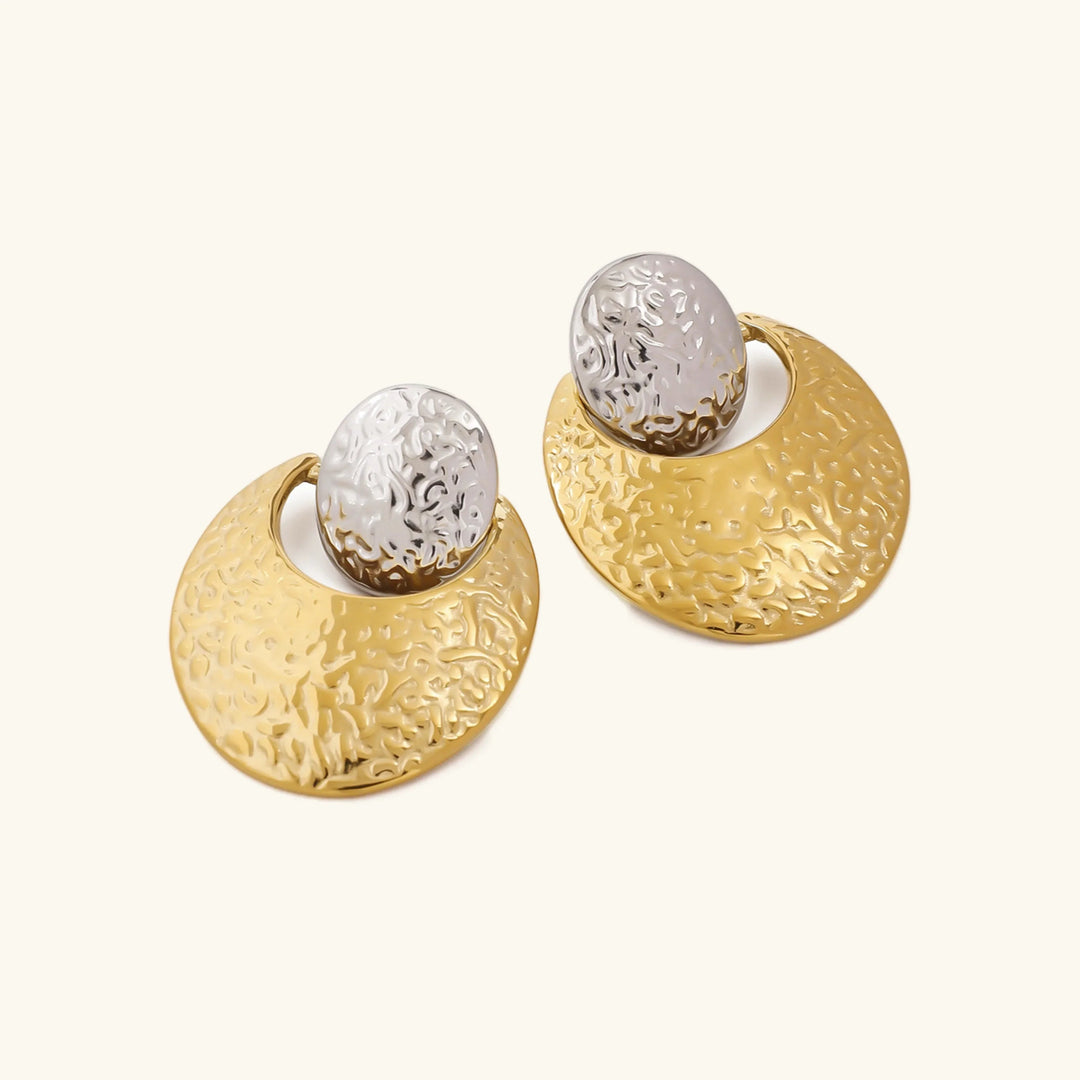 Gold-Plated Silver-Tone Crescent Drop Earrings