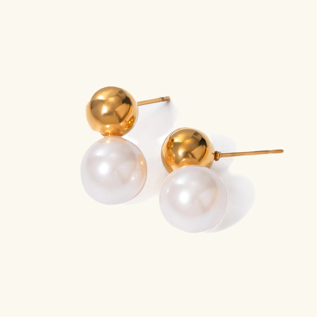 Gold-Plated Nautica Dome Faux Pearl Earrings