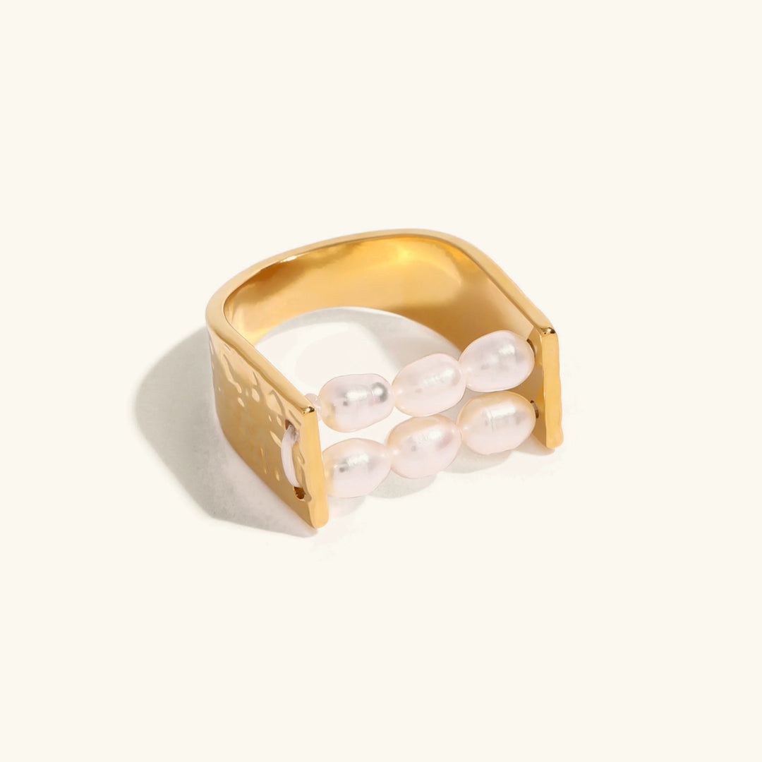 Gold-Plated Faux Pearl Statement Ring for Women