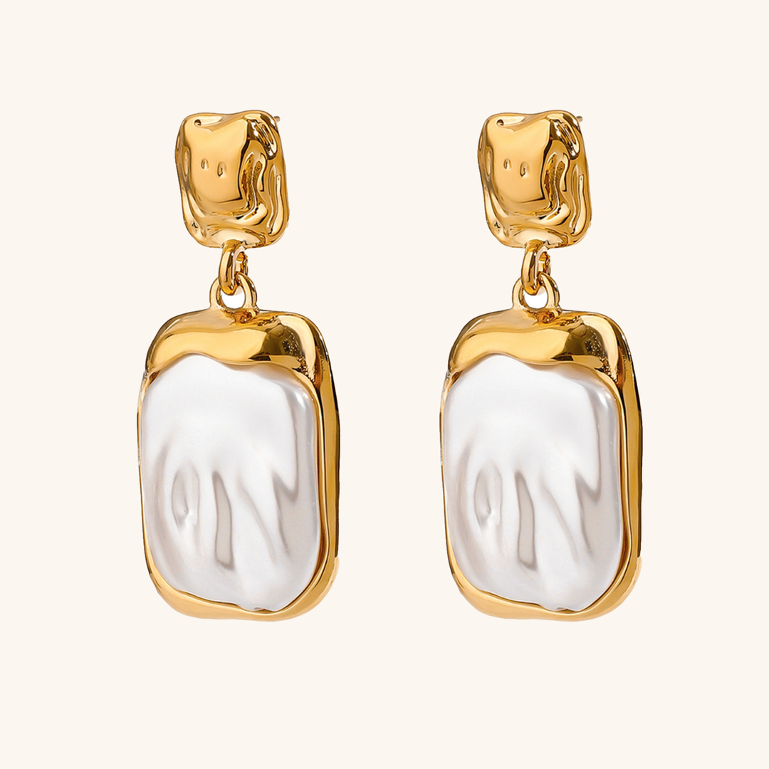 Gold-Plated Faux Pearl Drop Earrings for Women