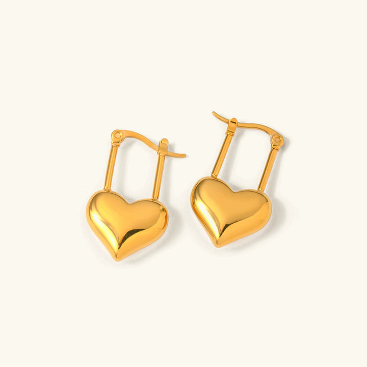 Gold-Plated Stainless Steel Heart Earrings