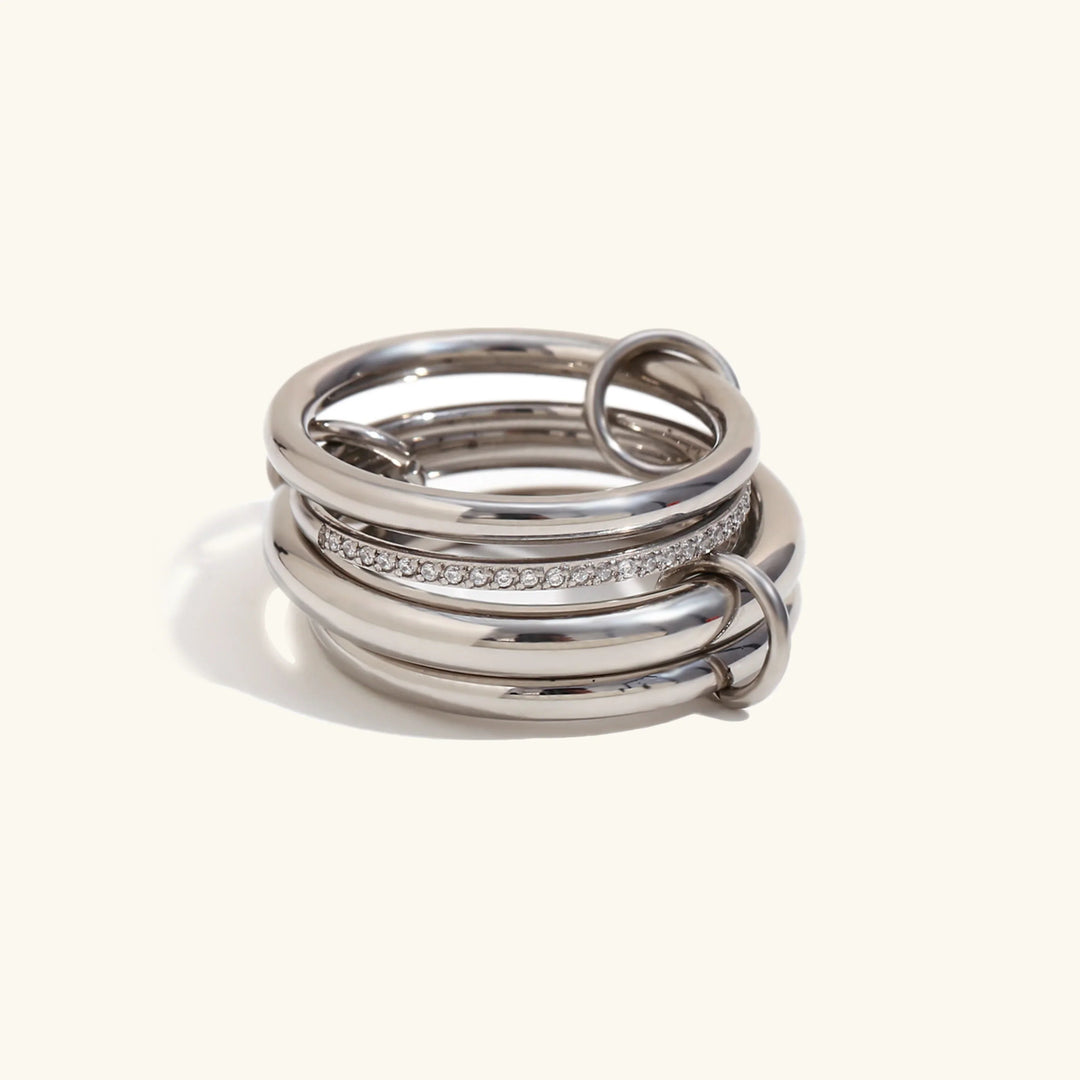 Silver-Plated CZ Stackable Ring Set
