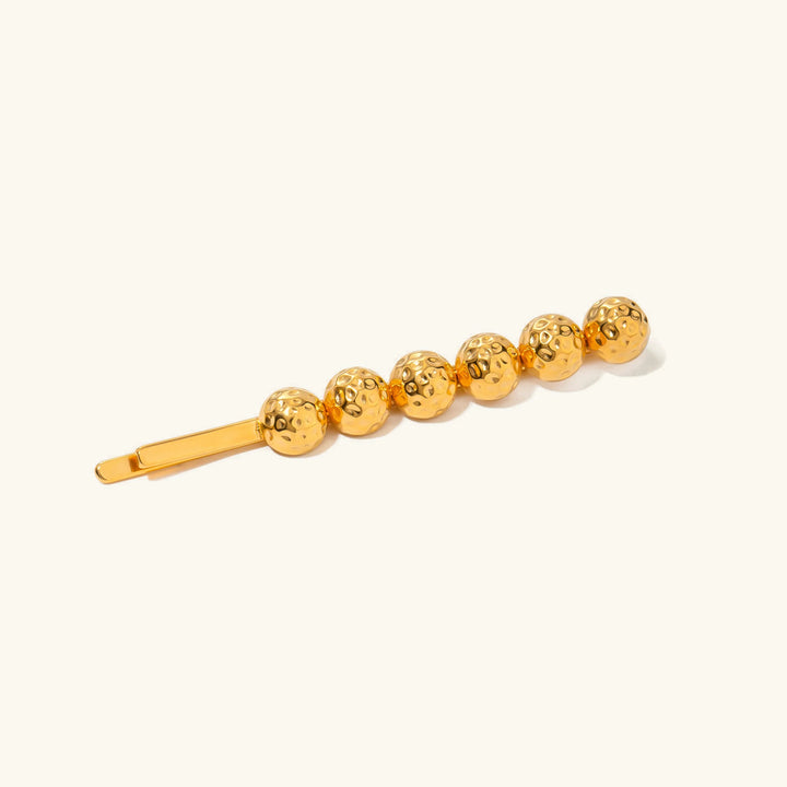 Gold-Plated Coral Beads Hair Clip