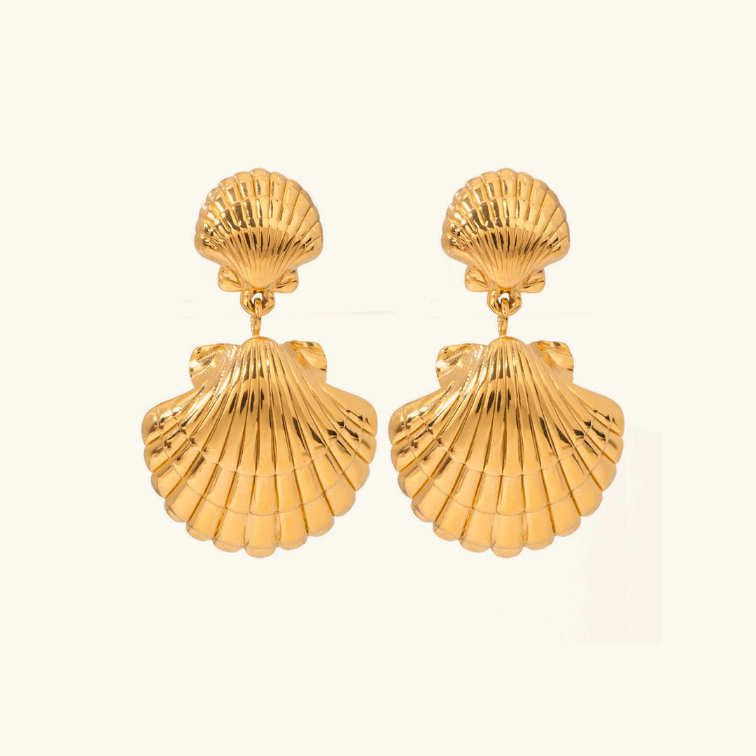 Gold-Plated Seashell Drop Earrings for Women