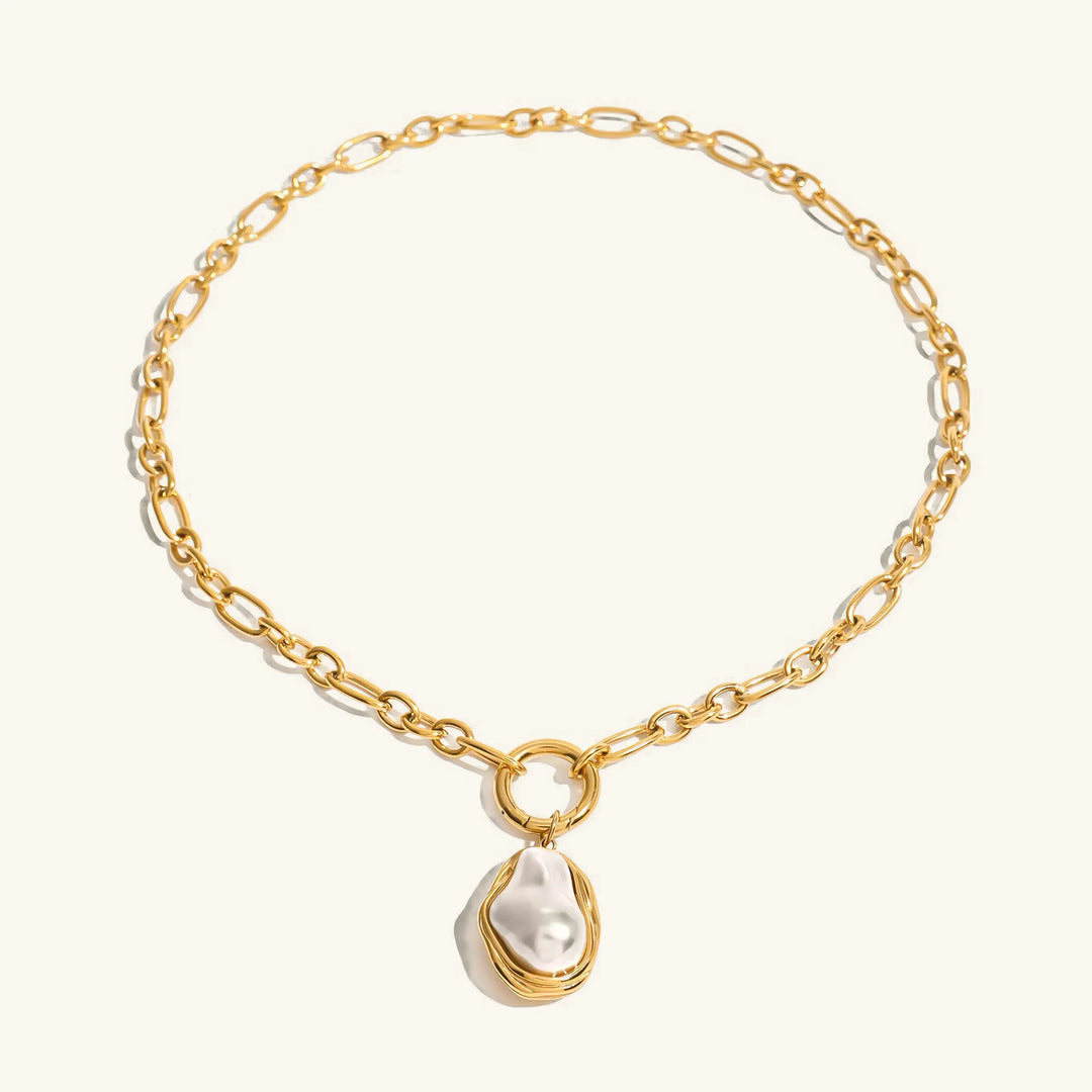 Gold-Plated Faux Pearl Pendant Necklace for Women