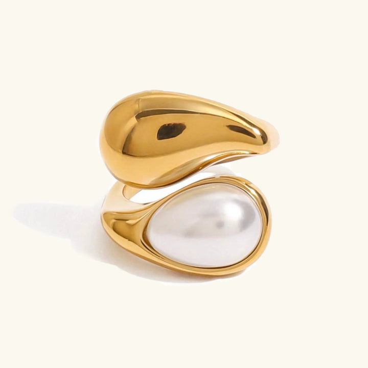 Gold-Plated Faux Pearl Statement Ring for Women