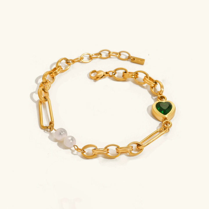 Gold-Plated Crystal Faux Pearl Bracelet
