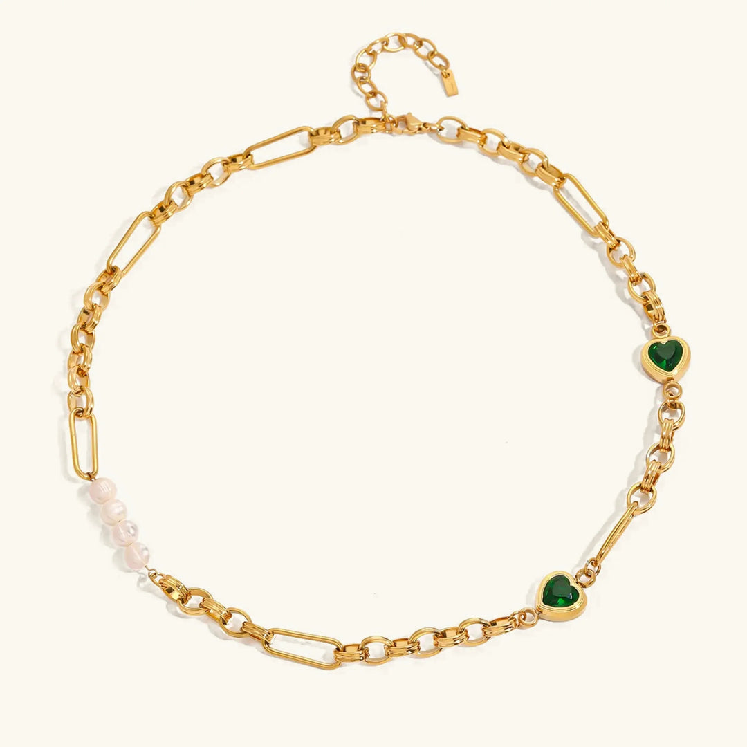 Gold-Plated Faux Pearl Chain Necklace for Women