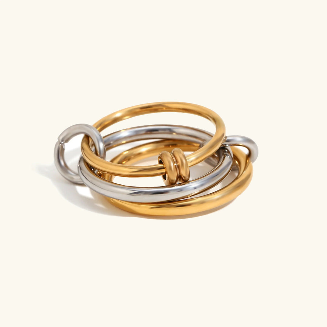 Gold-Plated Two-Tone Stackable Ring Set