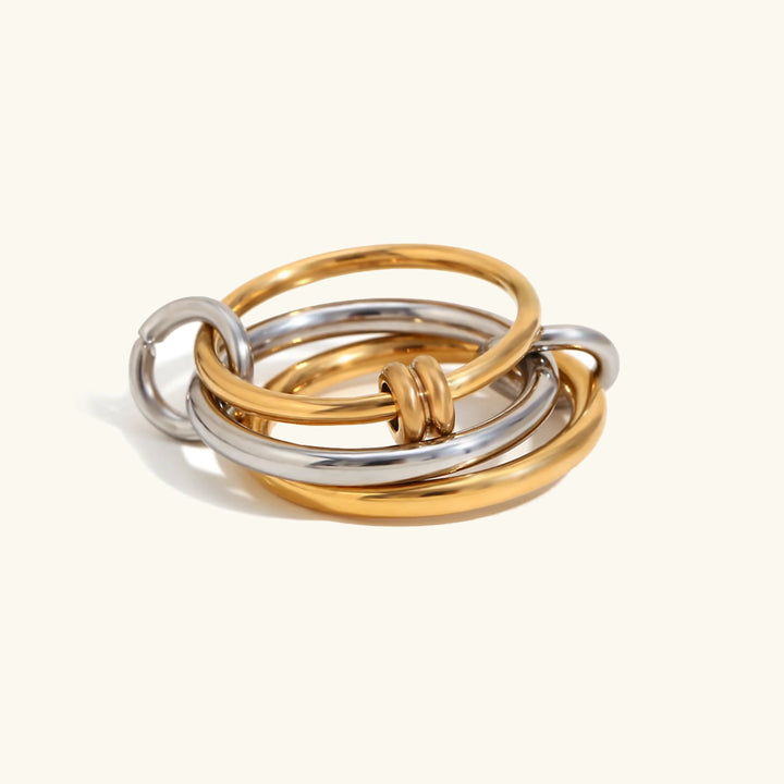 Gold-Plated Two-Tone Stackable Ring Set