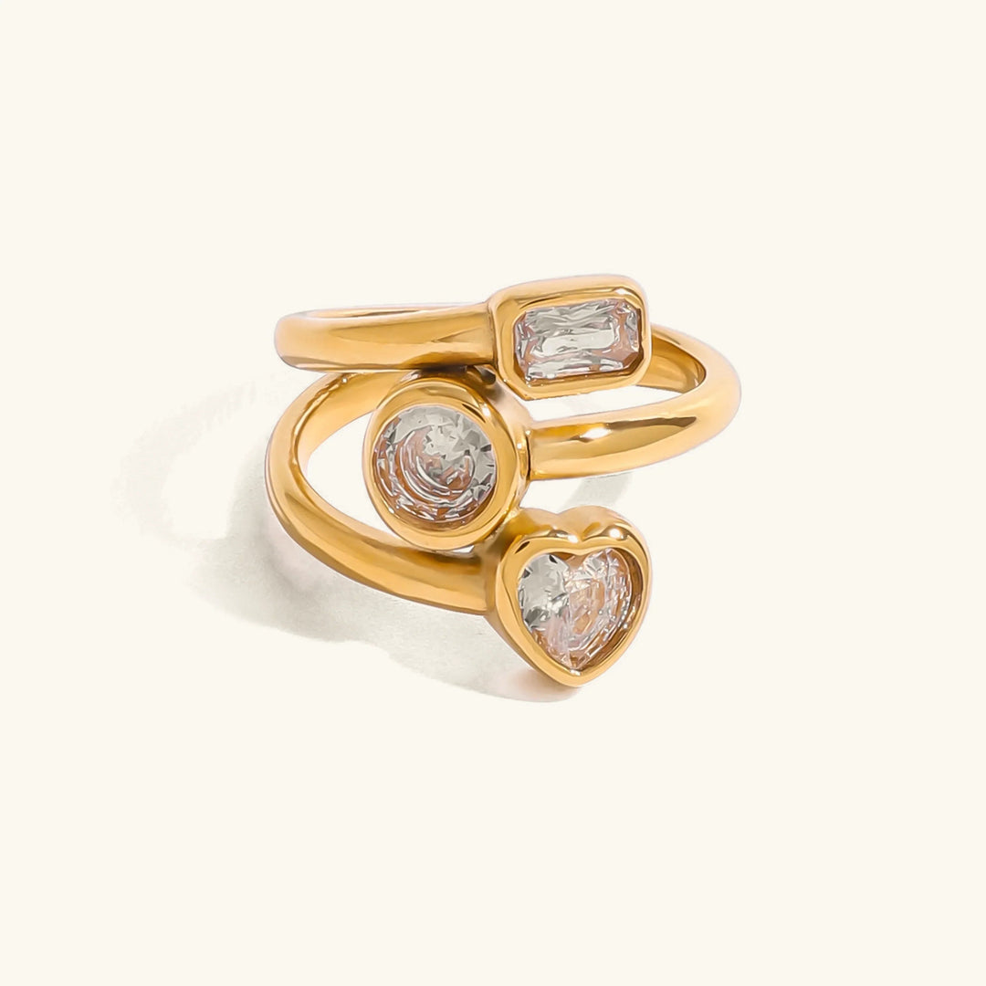 Gold-Plated CZ Layered Ring for Women