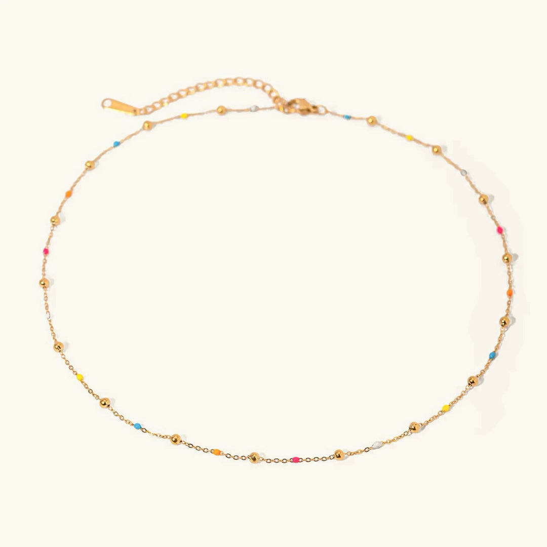 Gold-Plated Dainty Beaded Chain Necklace for Women