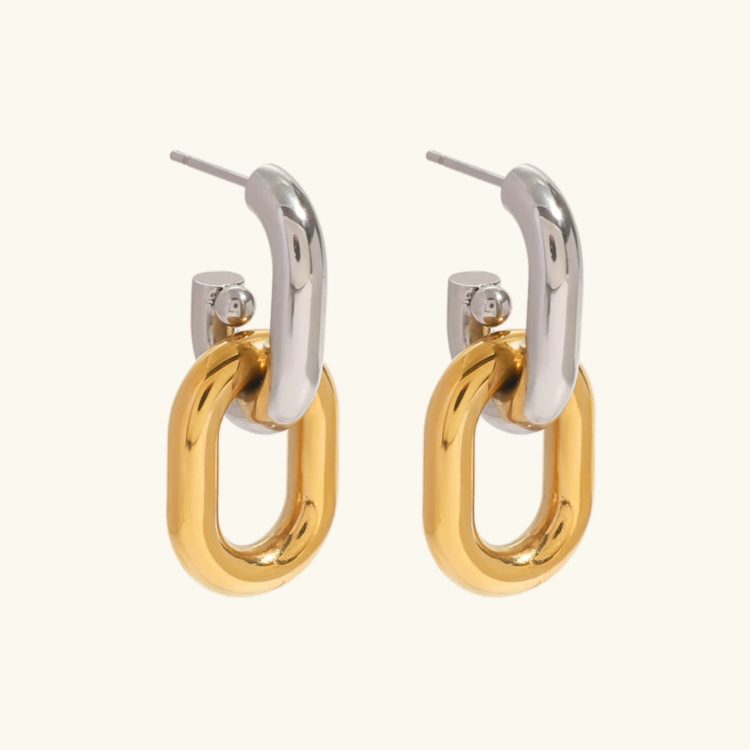 Gold-Plated Silver-Tone Double Hoop Earrings