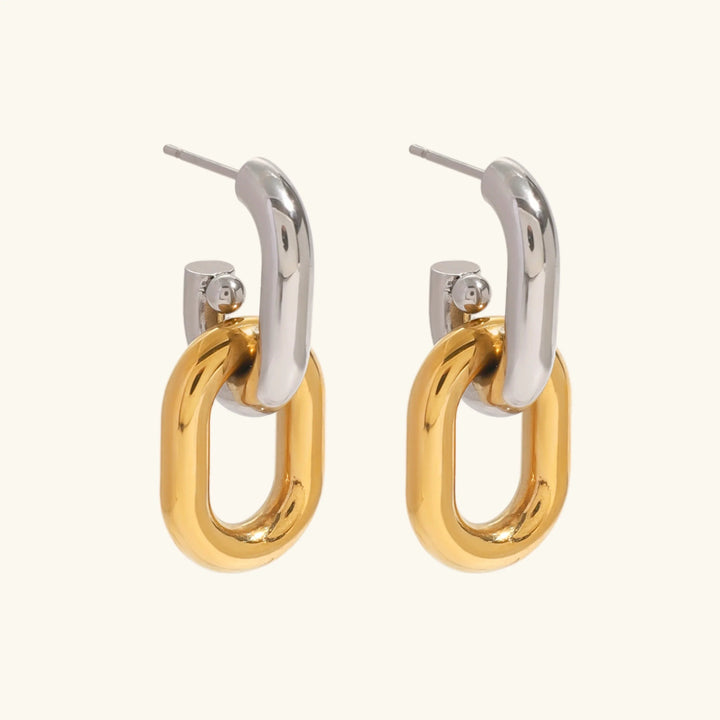 Gold-Plated Silver-Tone Double Hoop Earrings