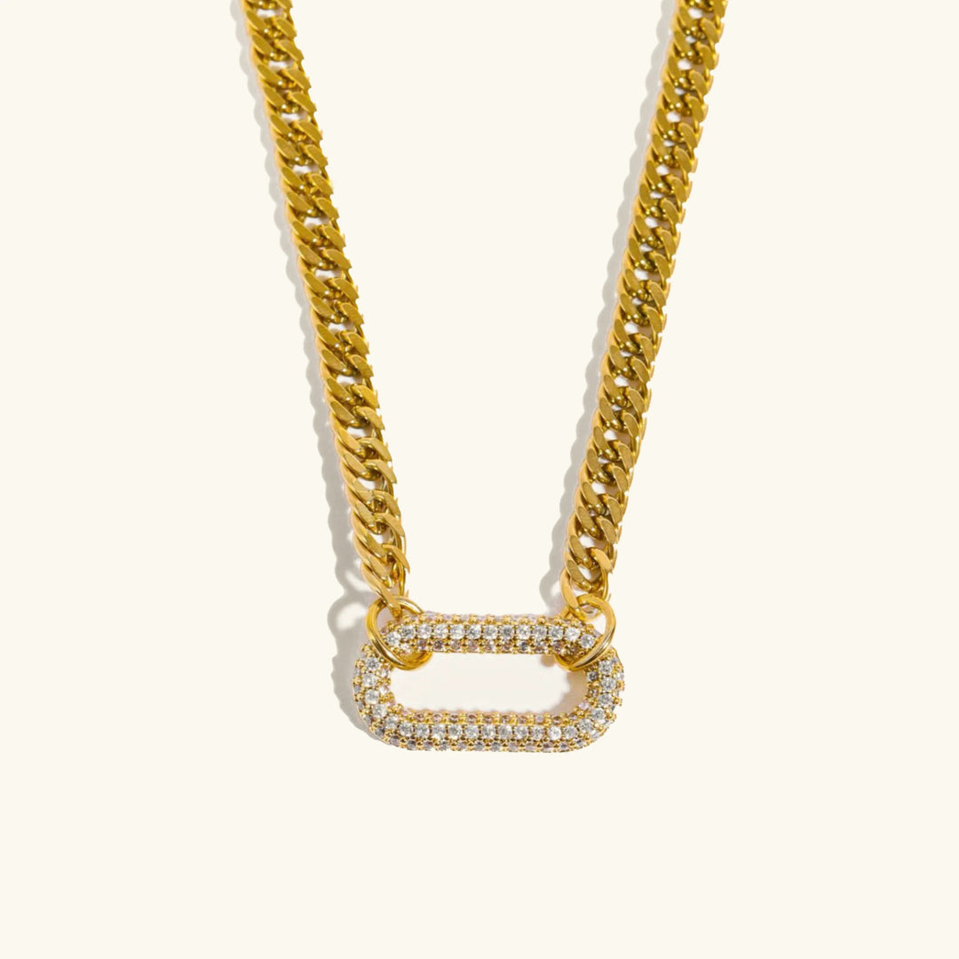 Gold-Plated Cubic Zirconia Chain Choker Necklace for Women