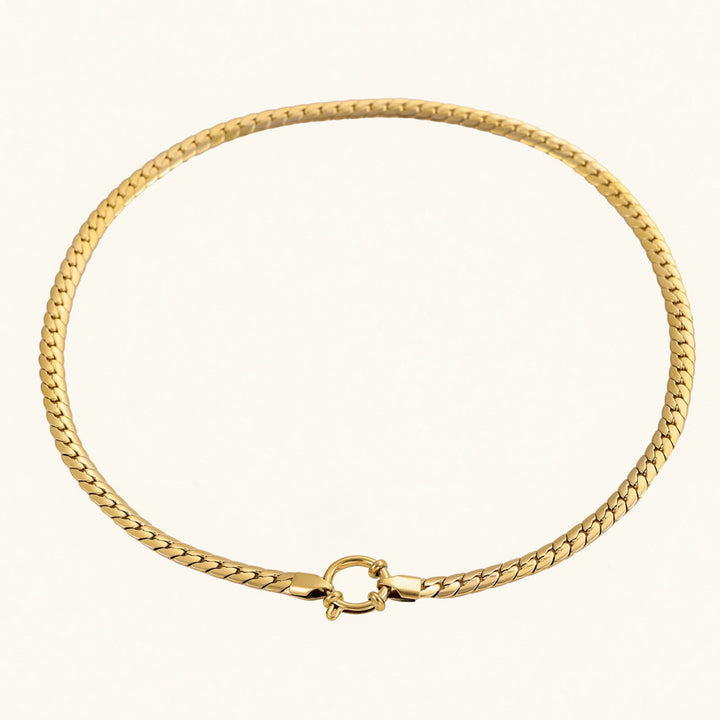 Gold-Plated Herringbone Chain Necklace for Women