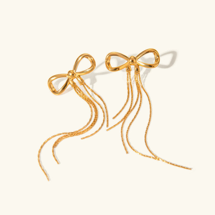 Gold-Plated Stainless Steel Bow Earrings