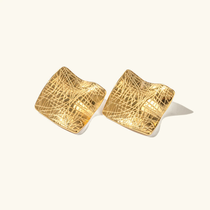 Gold-Plated Textured Statement Earrings for Women