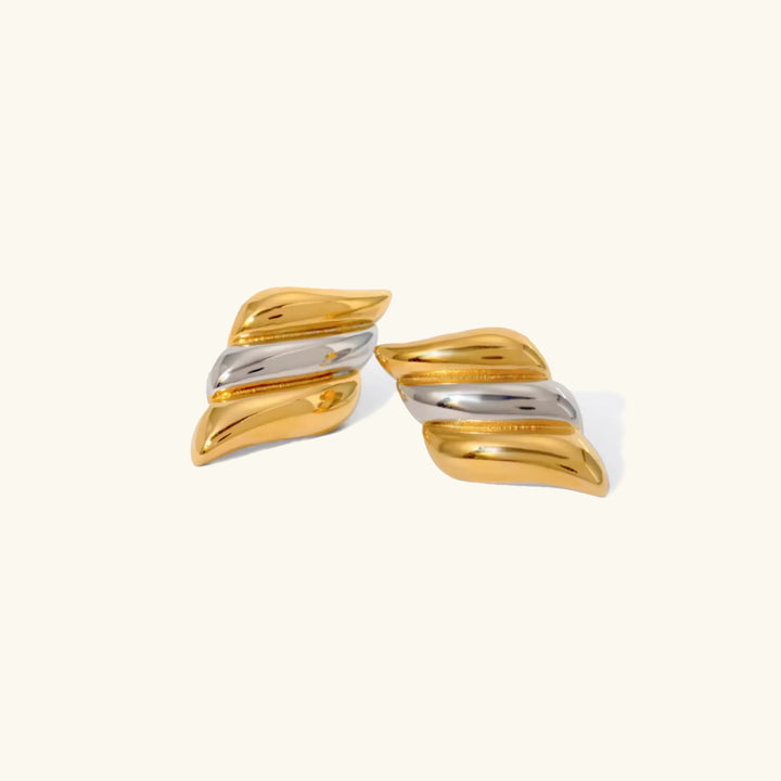 Gold-Plated Contemporary Earrings with Stainless Steel