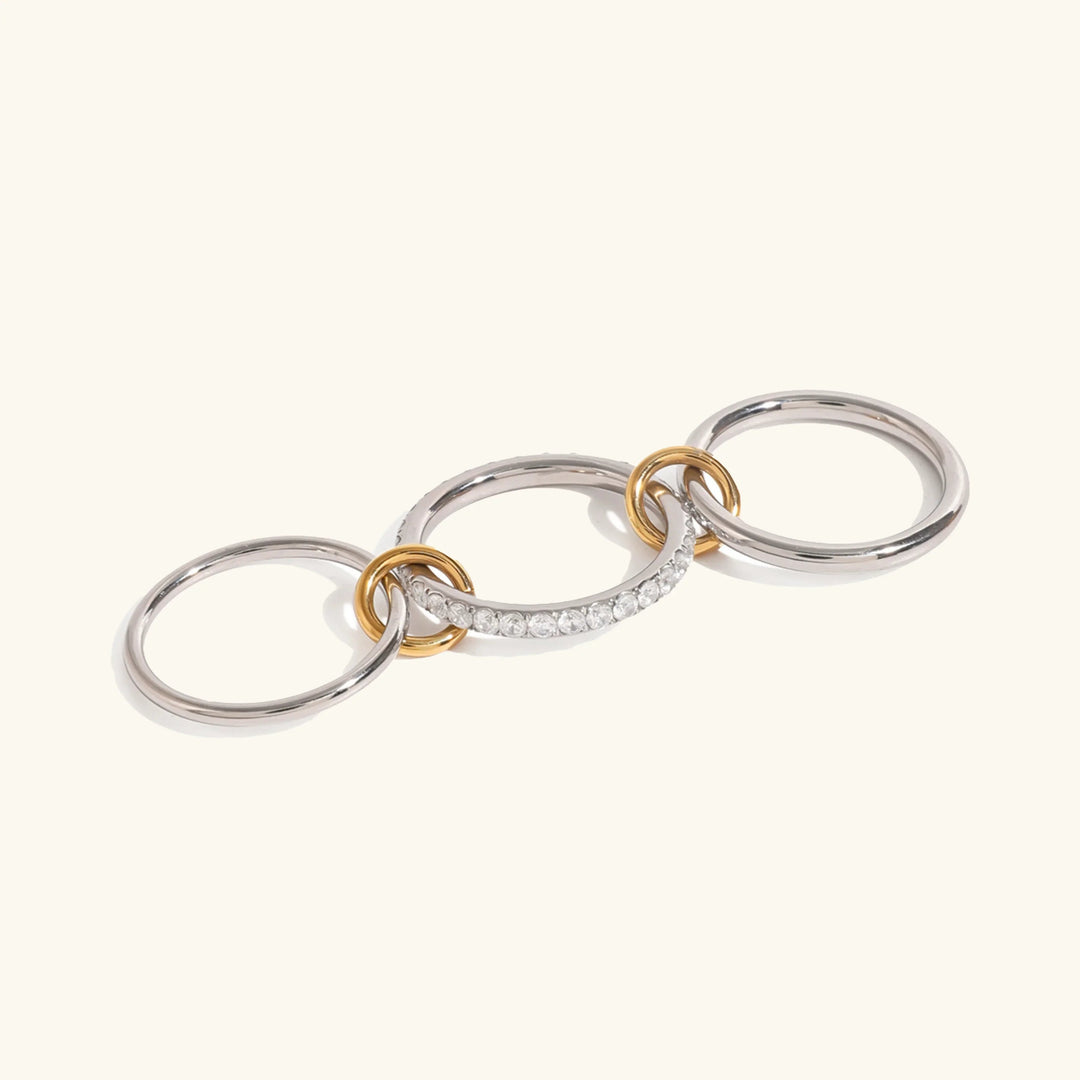 Silver-Plated CZ Stacked Ring for Women