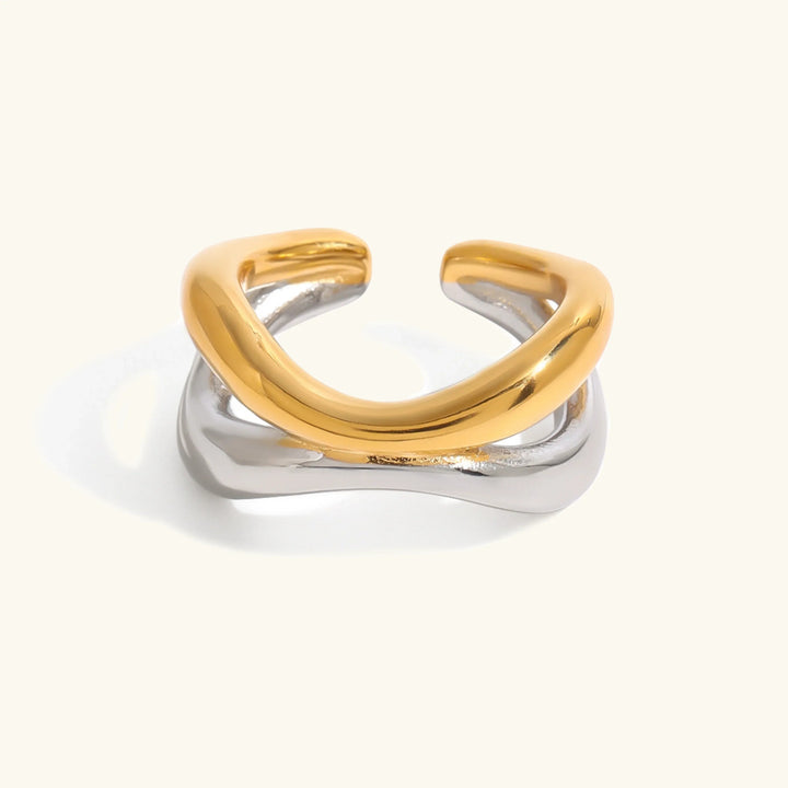 Gold-Plated Silver-Tone Intertwined Ring for Women