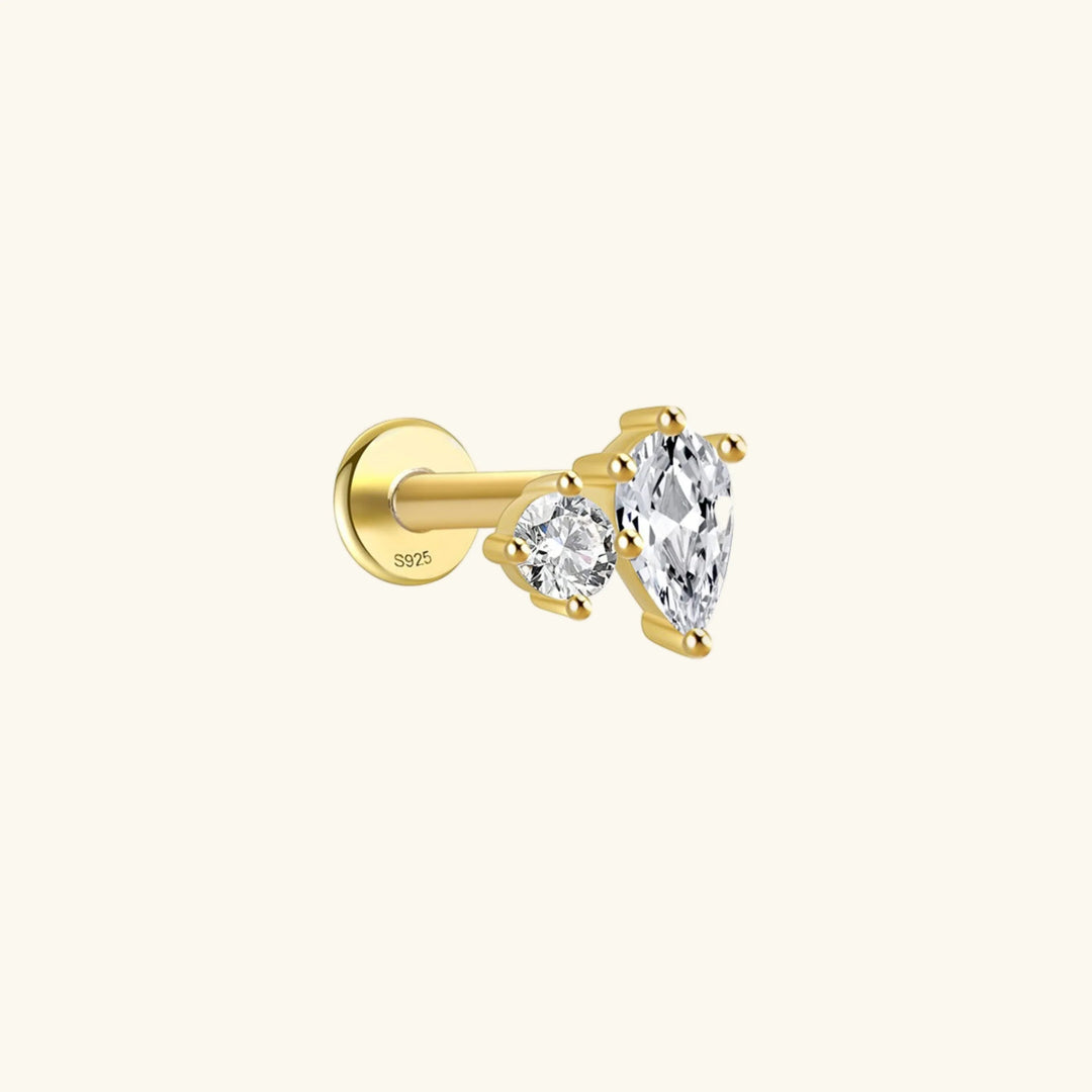 Gold-Plated Flat Back Diamond Stud Earrings