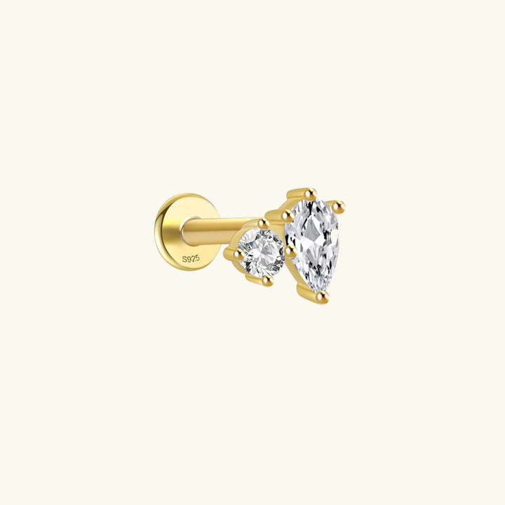 Gold-Plated Flat Back Diamond Stud Earrings