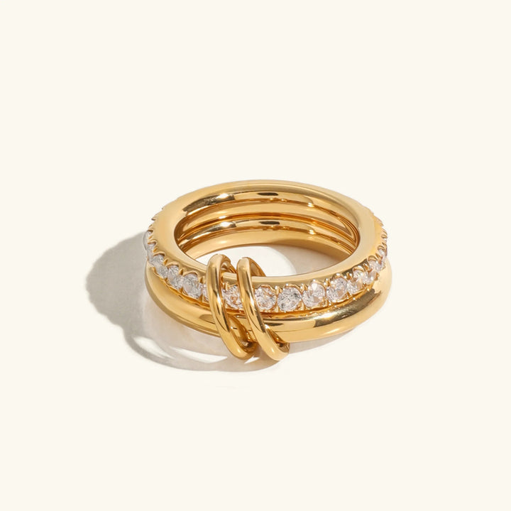 Gold-Plated CZ Stackable Ring for Women