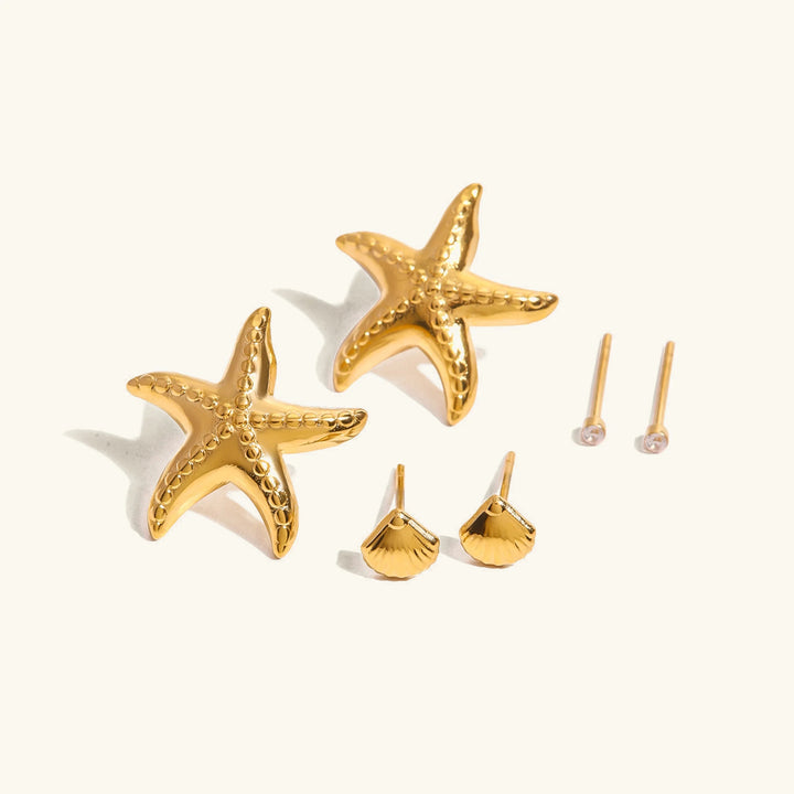 Gold-Plated CZ Ocean Earring 3-Piece Set
