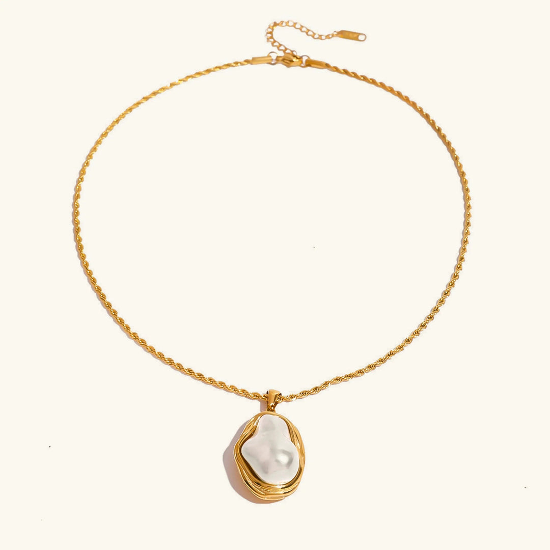 Gold-Plated Faux Pearl Pendant Necklace for Women
