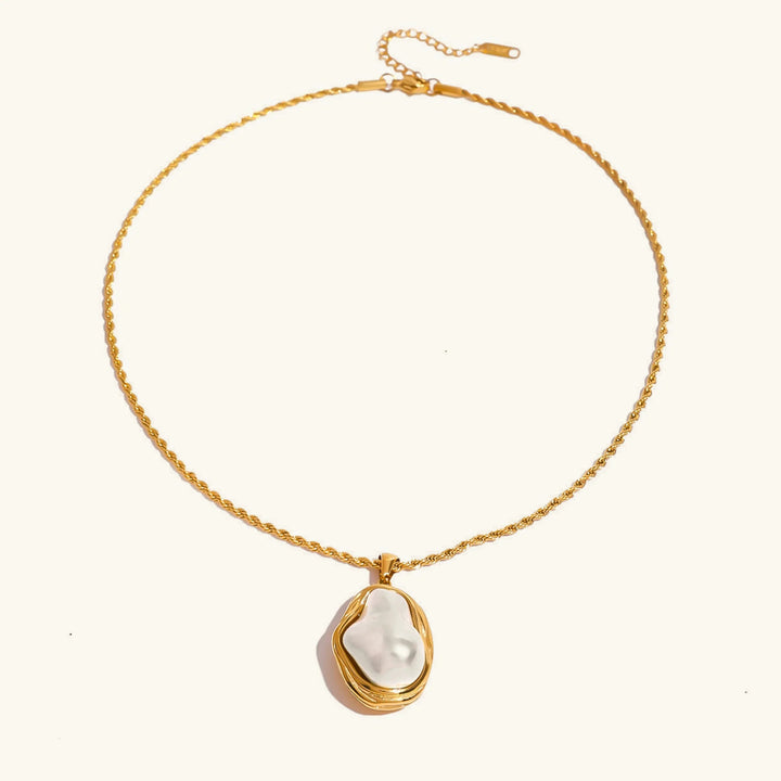 Gold-Plated Faux Pearl Pendant Necklace for Women