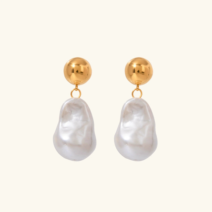 Gold-Plated Faux Pearl Drop Earrings for Women