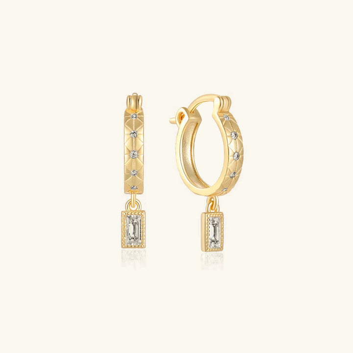 Gold-Plated CZ Drop Hoop Earrings for Women