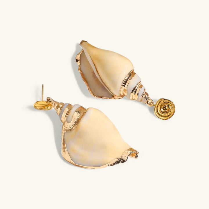 Gold-Plated Seashell Drop Earrings for Women