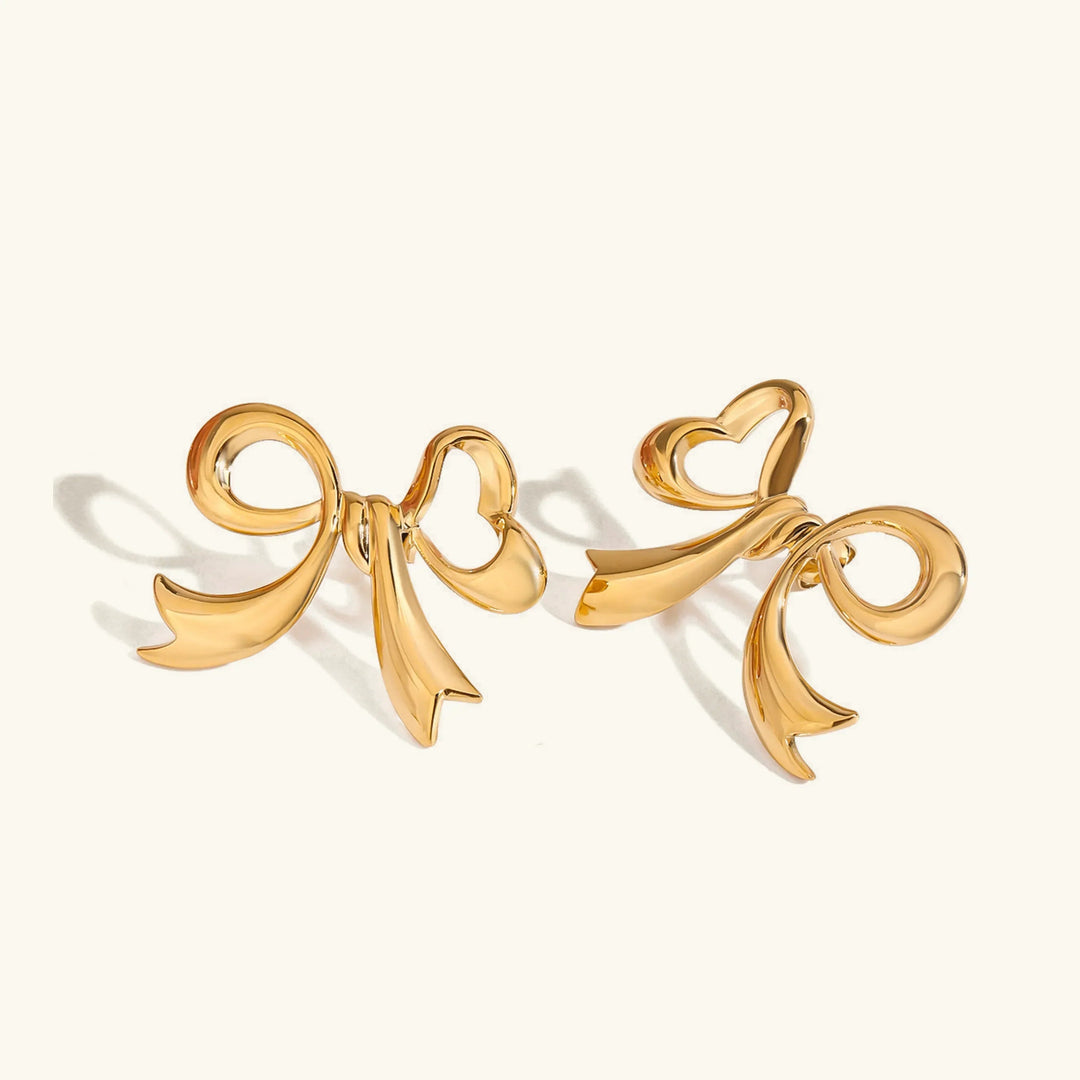 Gold-Plated Bow Drop Earrings for Women