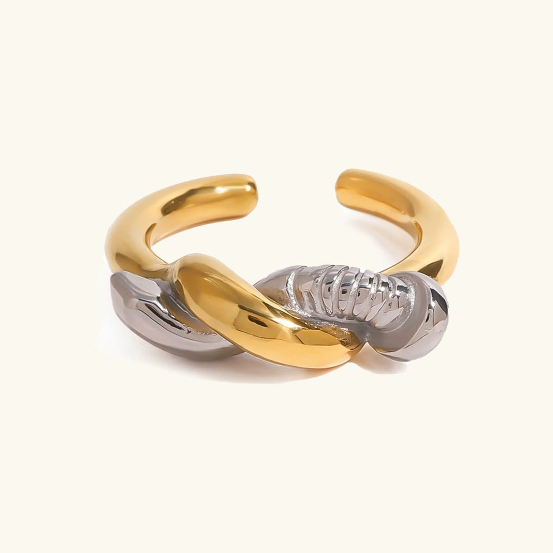Gold-Plated Silver-Tone Twisted Ring for Women