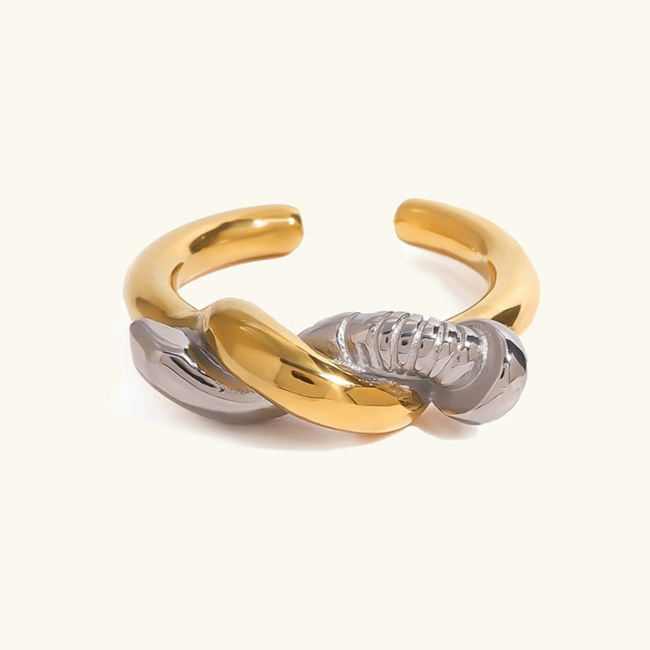 Gold-Plated Silver-Tone Twisted Ring for Women