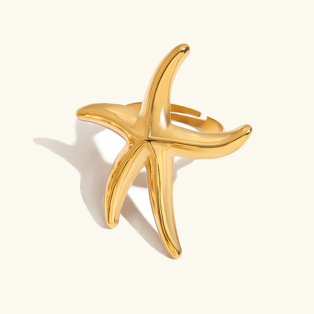 Gold-Plated Starfish Open Ring for Women