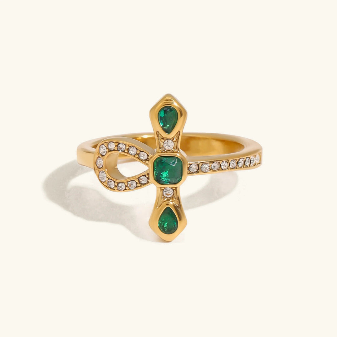 Gold-Plated Cubic Zirconia Knot Ring for Women