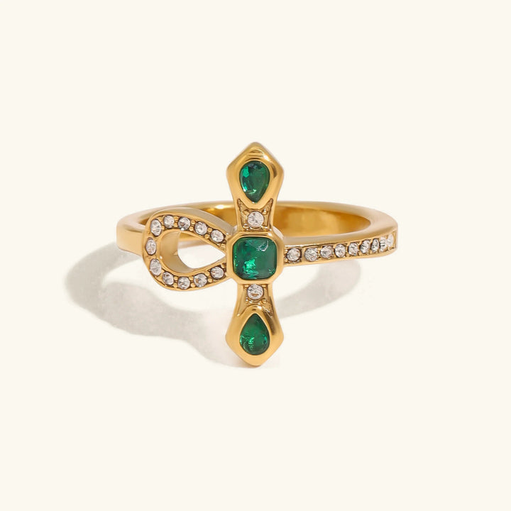Gold-Plated Cubic Zirconia Knot Ring for Women