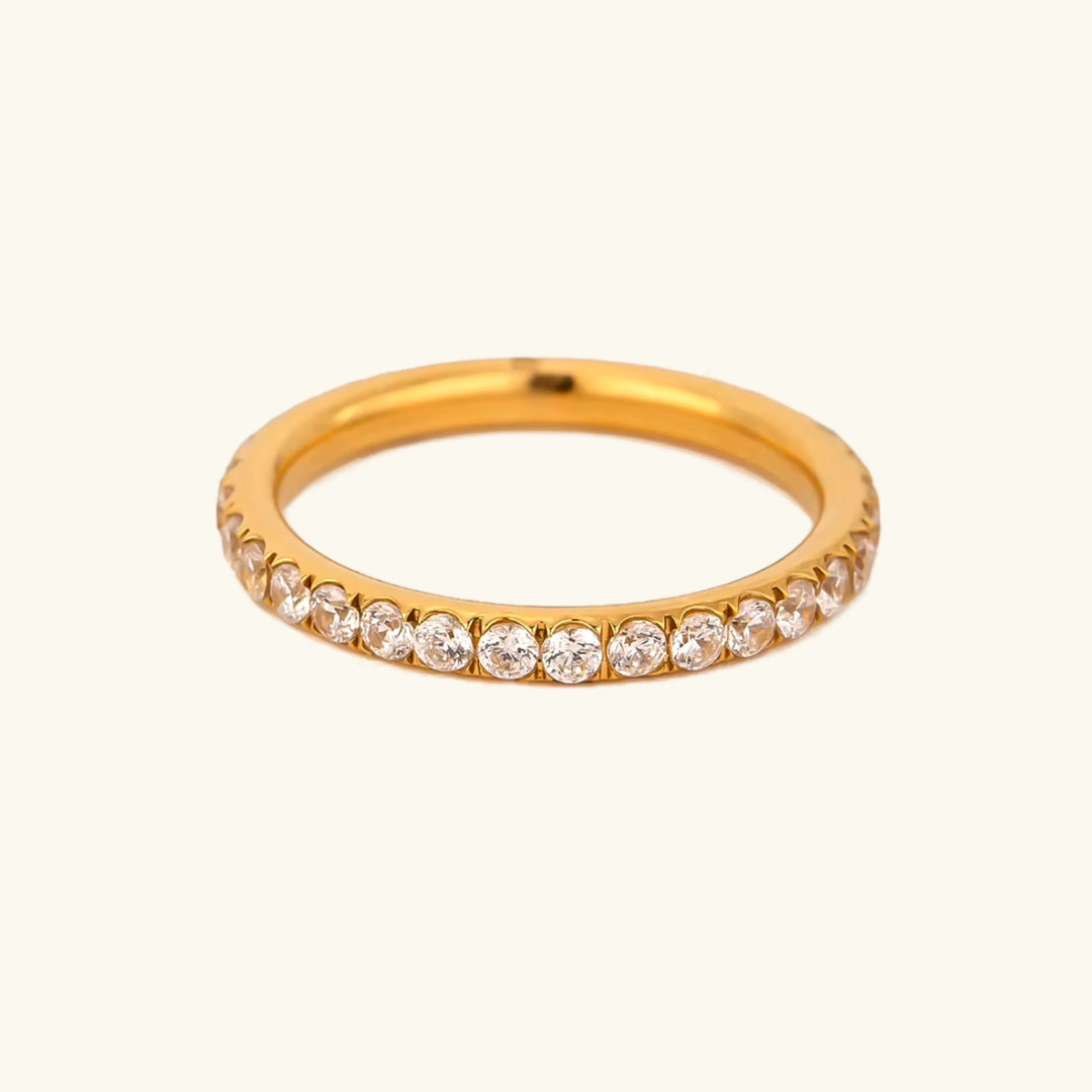 Gold-Plated CZ Stackable Ring for Women